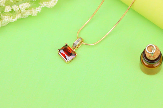 Elegant Red Gemstone Pendant with Gold Plated Brass Frame, XPPT1775 (2162-7)