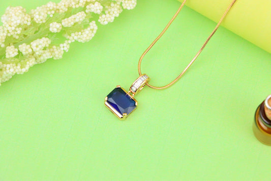 Royal Blue Gemstone Pendant with Elegant Gold Plated Frame, XPPT1776 (2162-7)