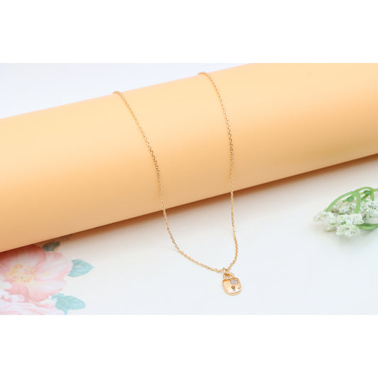 Rose Gold Plated Lock Pendant Necklace with Crystal Detail, XPNL0312 (2032-2)