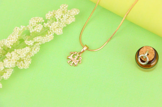 Rose Gold Gemini Pendant in Gold Plated Brass Zodiac Charm, XPPT1464 (2137-2)