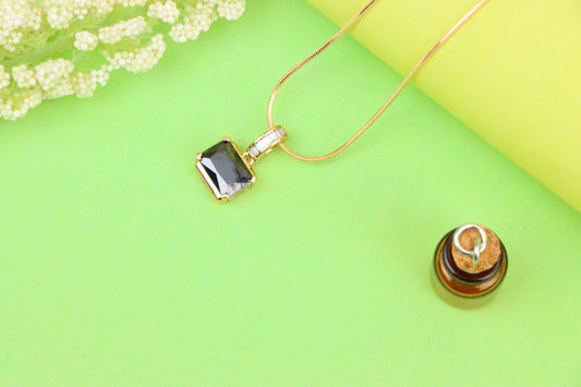 Chic Black Emerald Cut Pendant with Gold Plated Baguette Bail, XPPT1778 (2162-7)