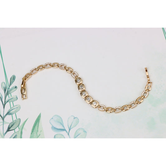 Cushion Cut Crystal Rose Gold Link Bracelet, XPBL0770 (2077-9)