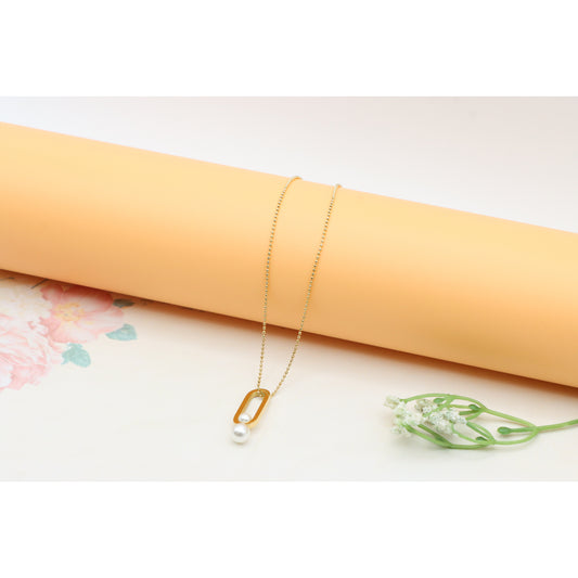 Gold Plated Pearl Drop Pendant Necklace, XPNL0313 (2032-3)