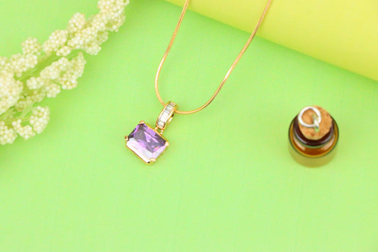 Elegant Purple Emerald Cut Pendant with Gold Plated Baguette Bail, XPPT1779 (2162-7)