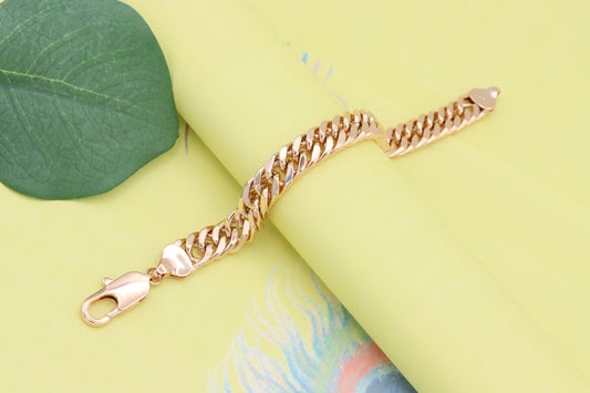Chunky Rose Gold Curb Chain Bracelet in Glossy Polished Finish, XPBL1159 (2116-8)