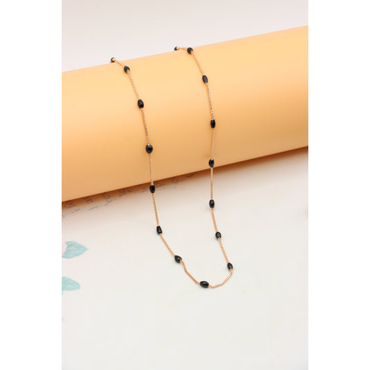 Rose Gold Mangalsutra Necklace with Black Beads, XPNL0318 (2032-8)