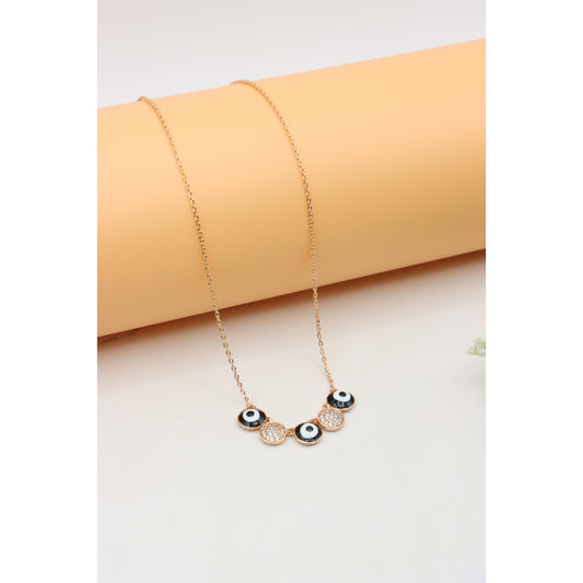 Rose Gold Evil Eye Pendant Necklace with Adjustable Chain, XPNL0321 (2033-1)