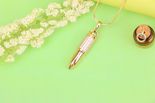 Bullet Shaped Rose Gold Pendant with Sparkling Cubic Zirconia, XPPT1475 (2137-4)