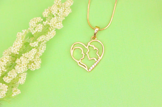Heart Shaped Rose Gold Pendant with Mother and Child Silhouette, XPPT1476 (2137-5)
