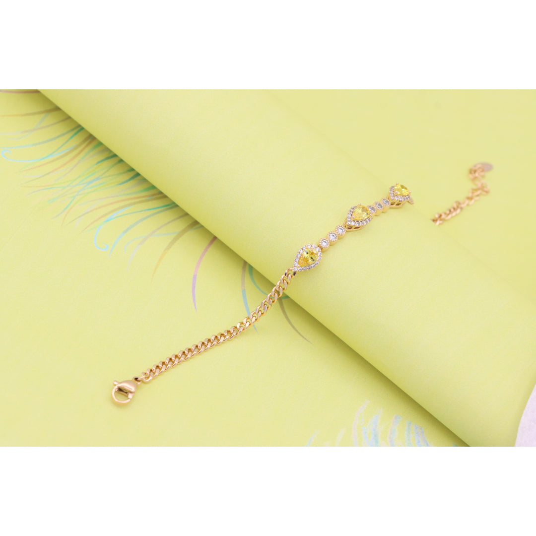 Rose Gold Bracelet with Yellow Teardrop Stones, XPBL0784 (2079-3)