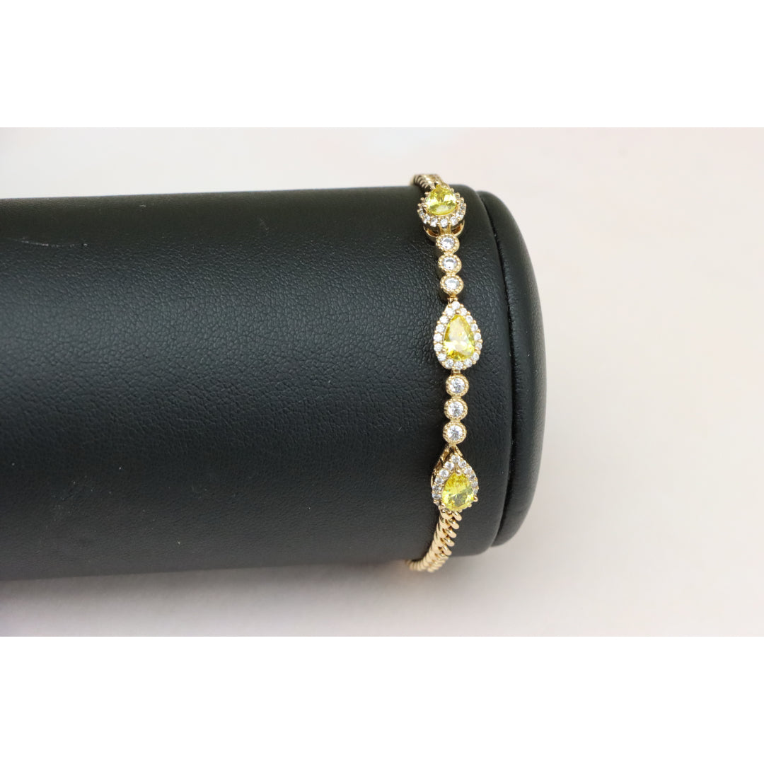 Rose Gold Bracelet with Yellow Teardrop Stones, XPBL0784 (2079-3)