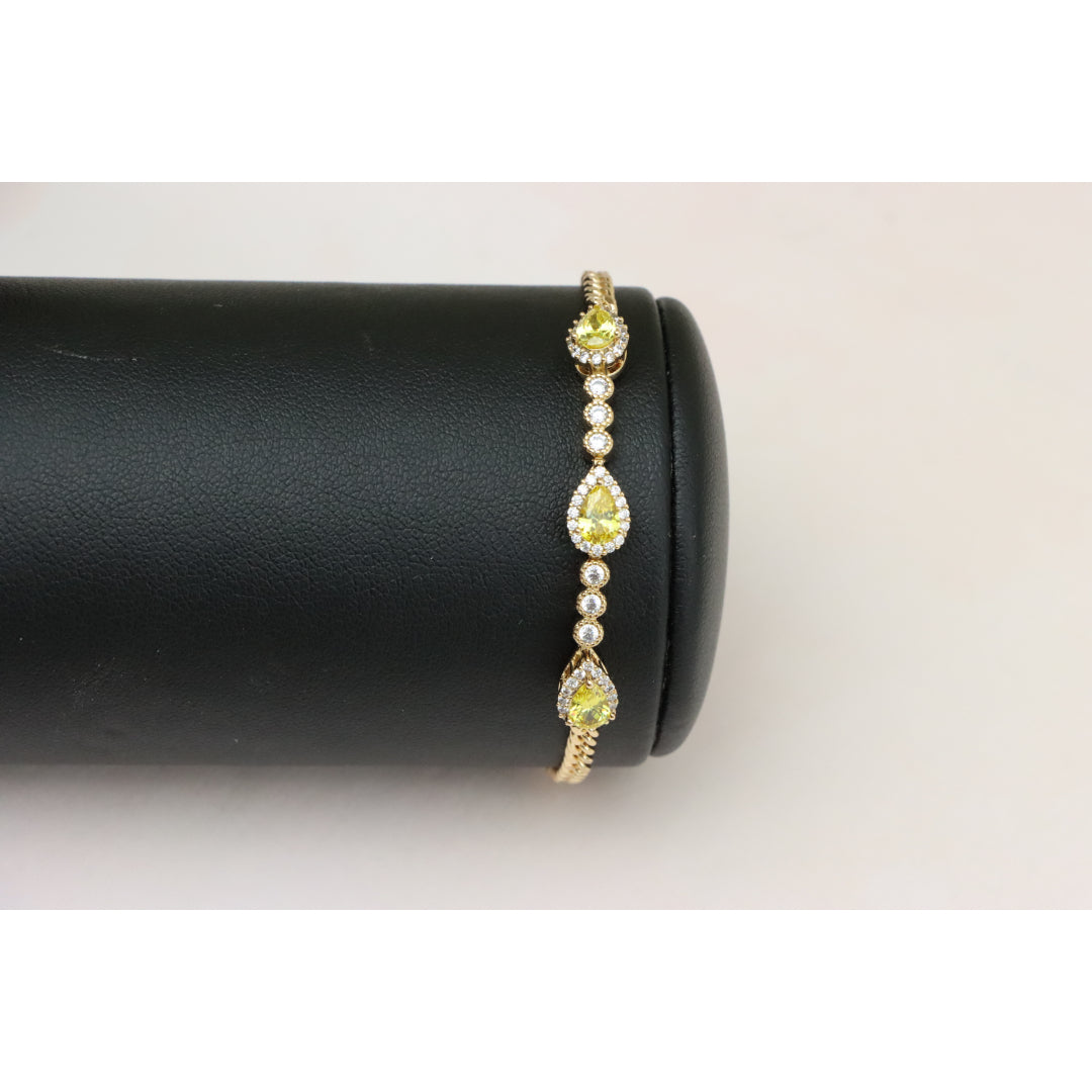 Rose Gold Bracelet with Yellow Teardrop Stones, XPBL0784 (2079-3)