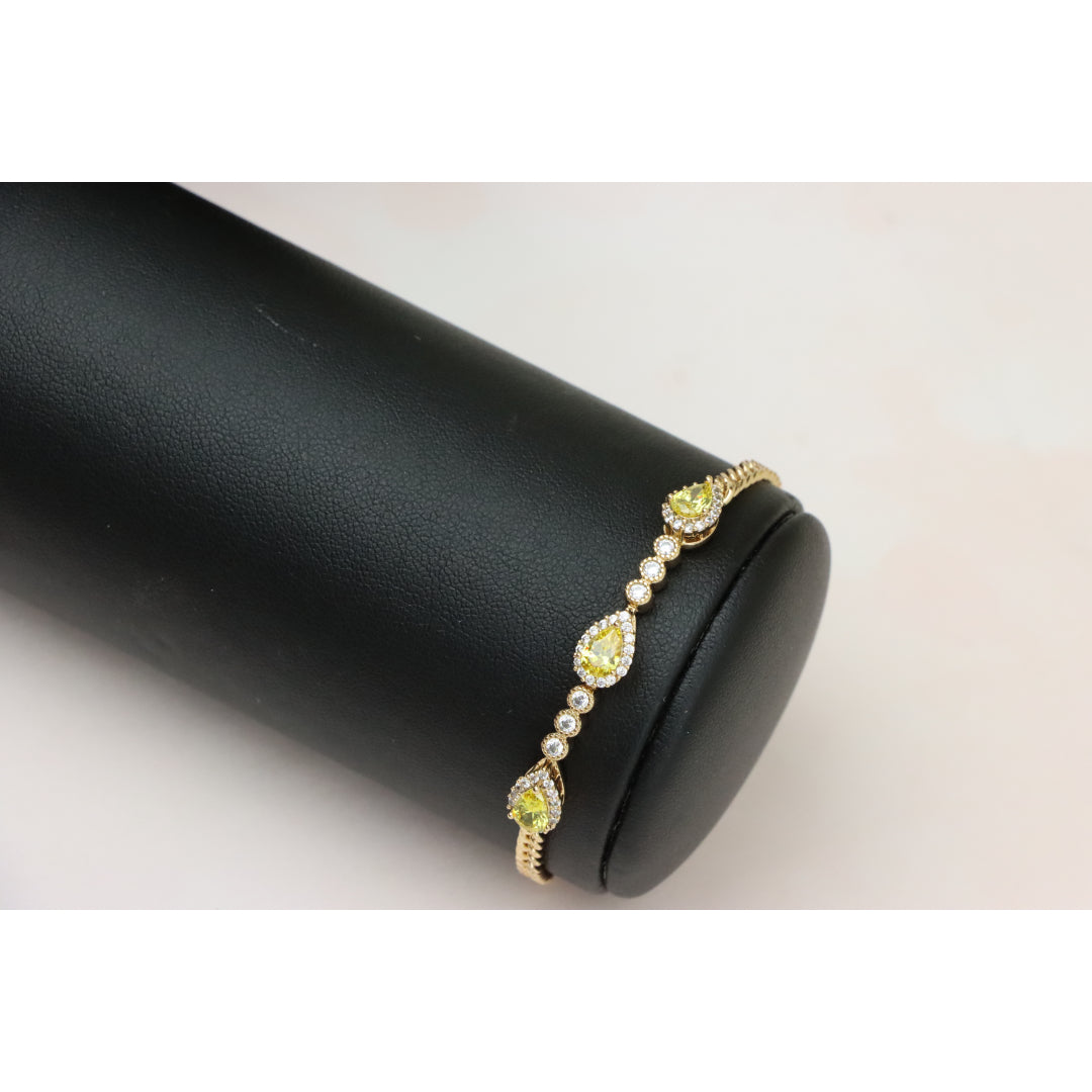 Rose Gold Bracelet with Yellow Teardrop Stones, XPBL0784 (2079-3)