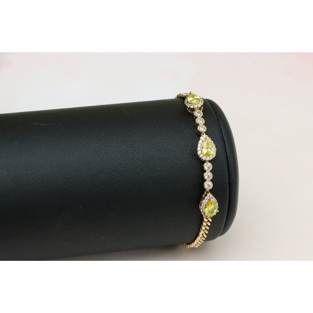 Rose Gold Bracelet with Yellow Teardrop Stones, XPBL0784 (2079-3)