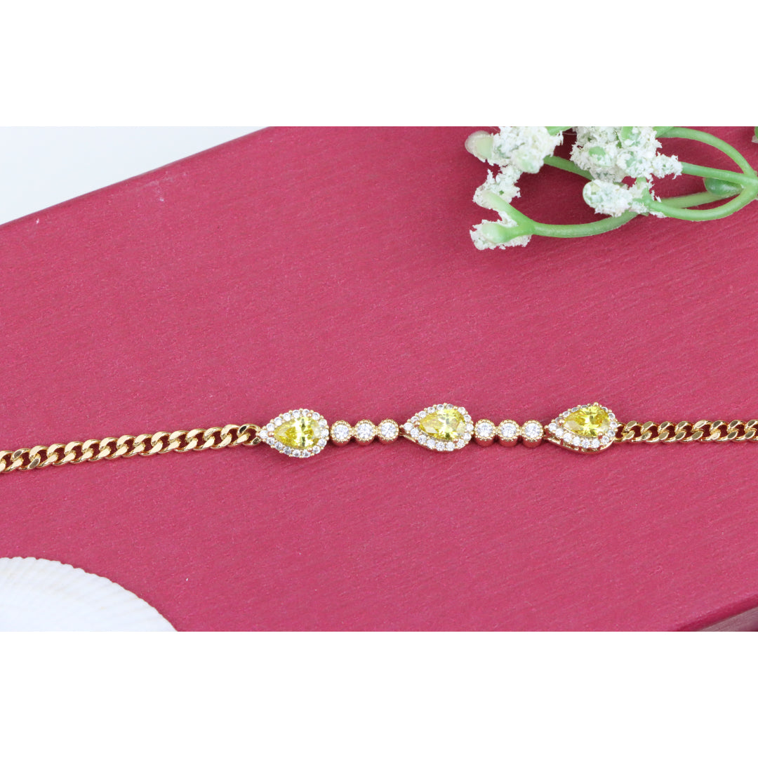 Rose Gold Bracelet with Yellow Teardrop Stones, XPBL0784 (2079-3)