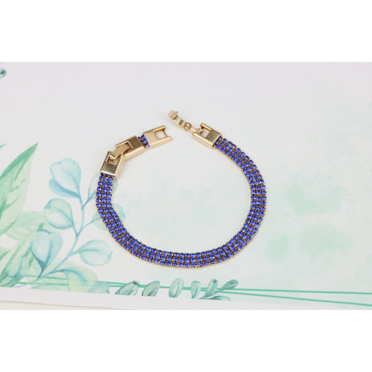 Rose Gold Wide Bracelet with Blue Stones, XPBL0785 (2079-4)