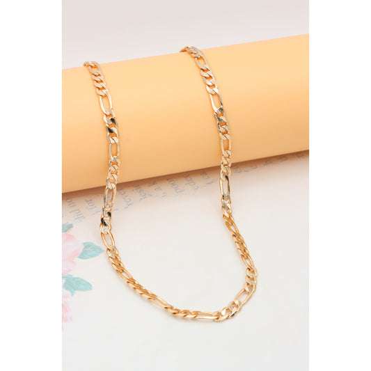 Bold Rose Gold Figaro Chain Necklace in Polished Chunky Design, XPNL0331 (2034-1)