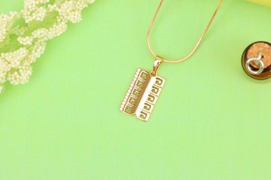 Rose Gold Geometric Rectangle Pendant with Crystal Accent Strip, XPPT1482 (2138-1)