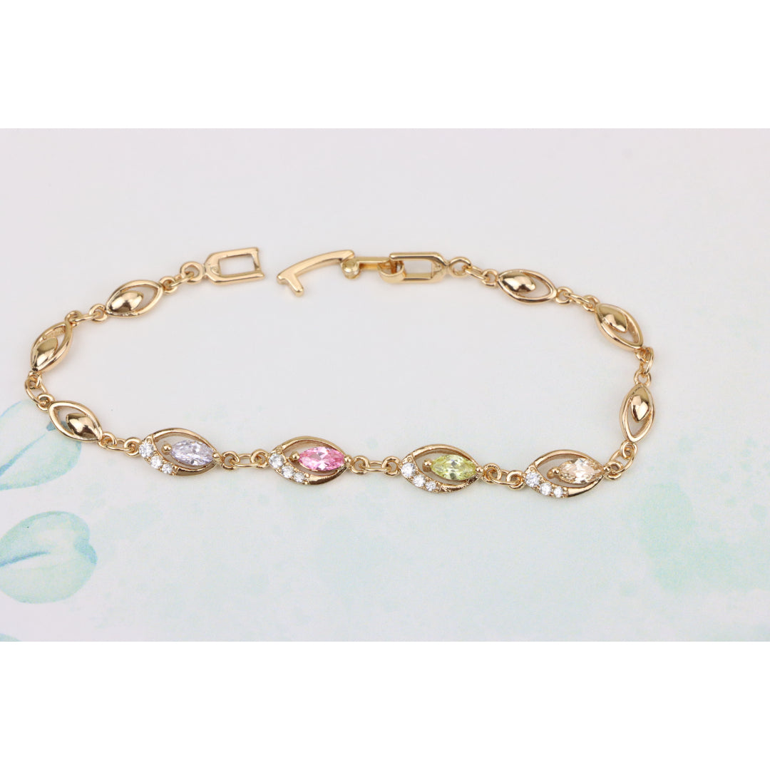 Rose Gold Bracelet with Multicolor Stones and Crystals, XPBL0789 (2079-8)
