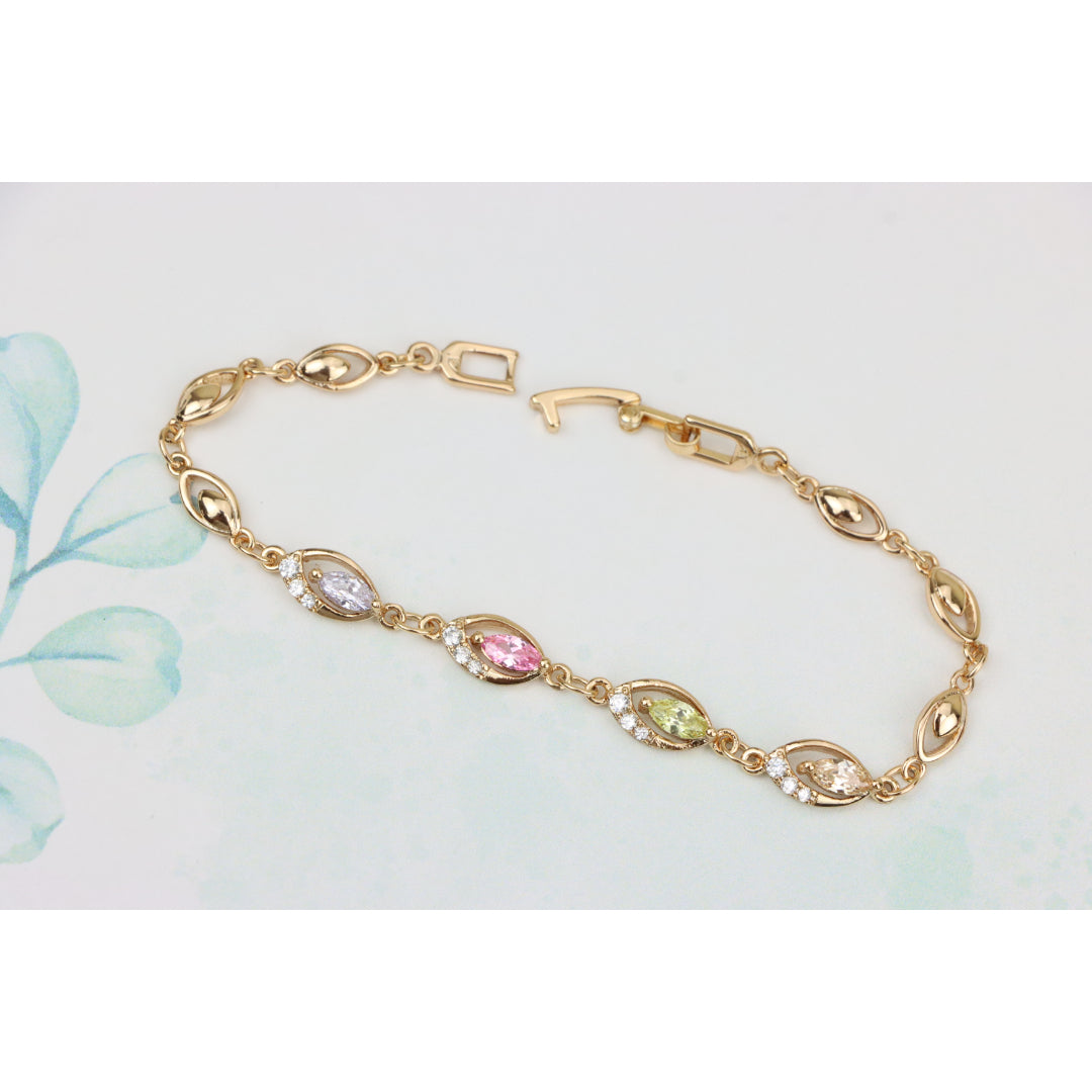 Rose Gold Bracelet with Multicolor Stones and Crystals, XPBL0789 (2079-8)