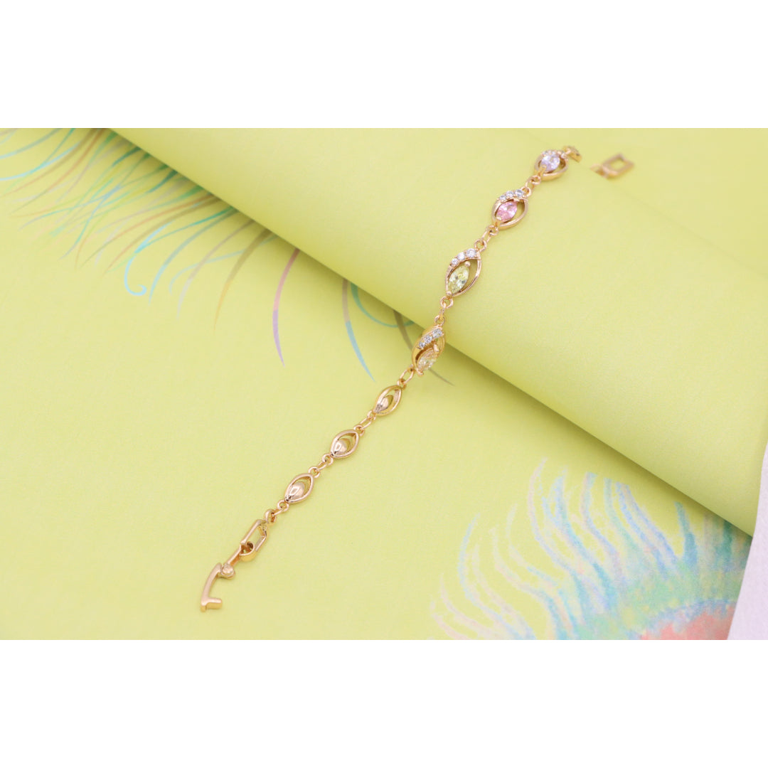 Rose Gold Bracelet with Multicolor Stones and Crystals, XPBL0789 (2079-8)