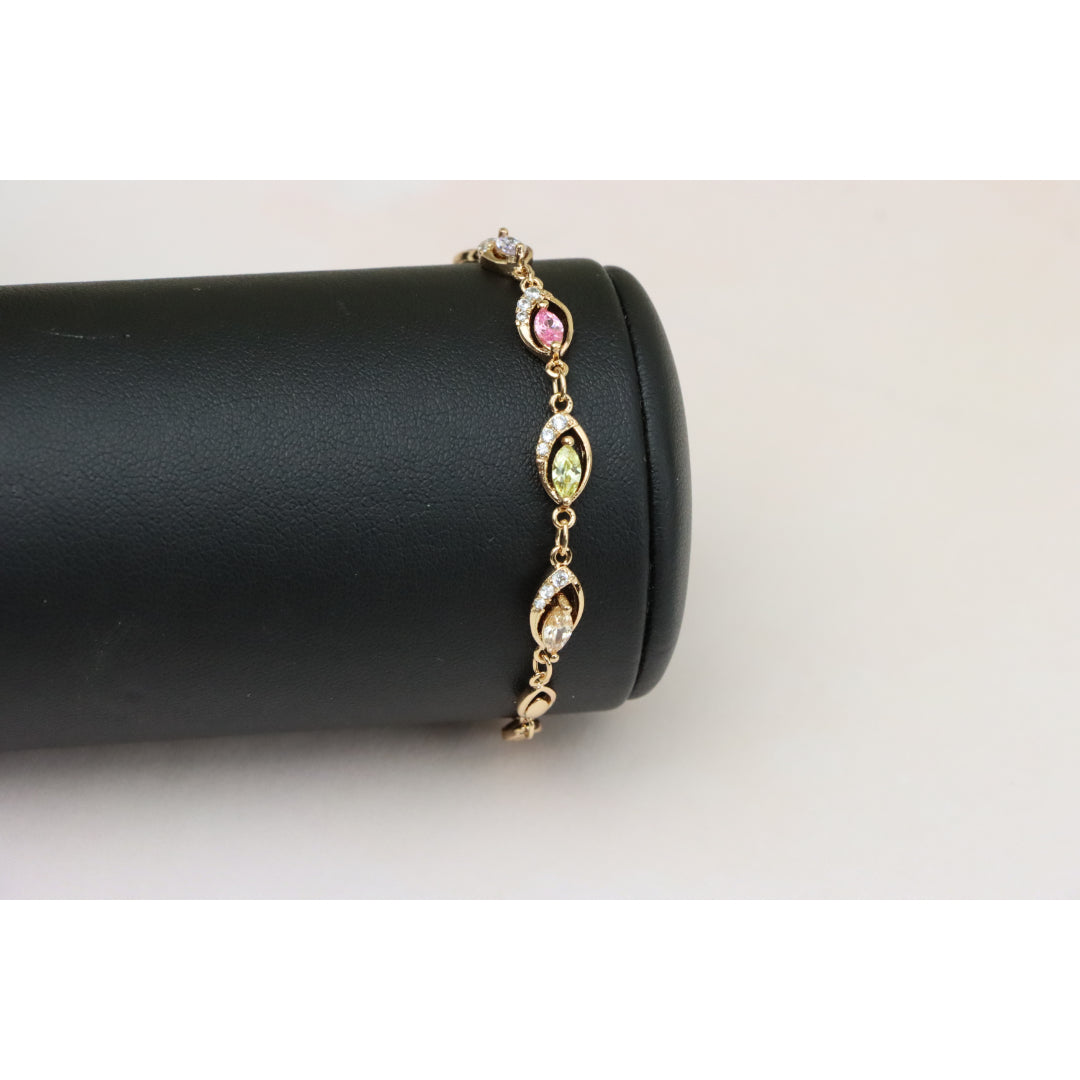 Rose Gold Bracelet with Multicolor Stones and Crystals, XPBL0789 (2079-8)