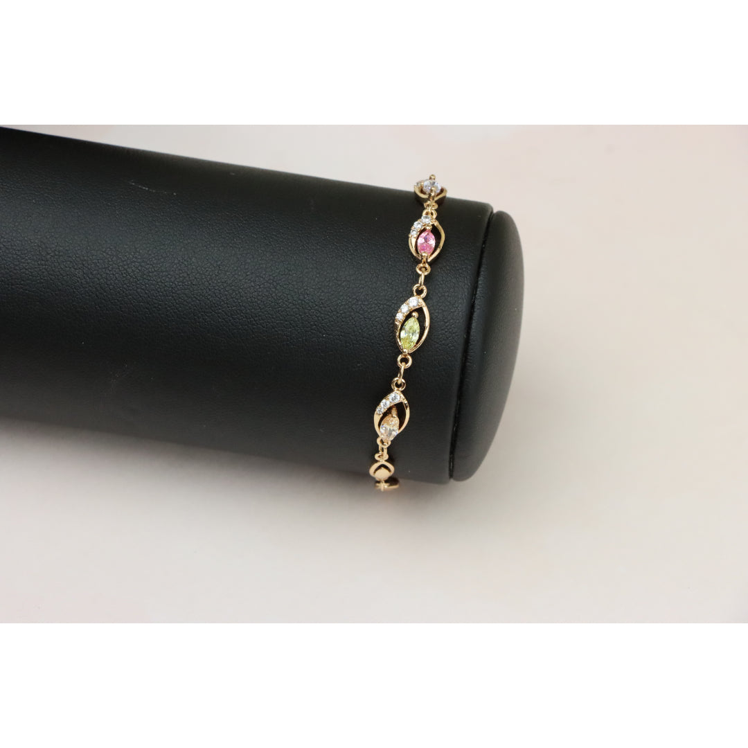 Rose Gold Bracelet with Multicolor Stones and Crystals, XPBL0789 (2079-8)