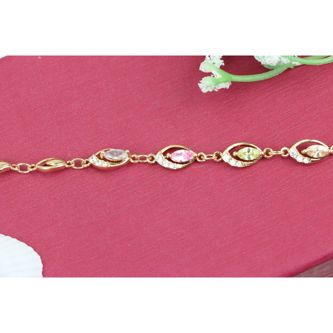 Rose Gold Bracelet with Multicolor Stones and Crystals, XPBL0789 (2079-8)