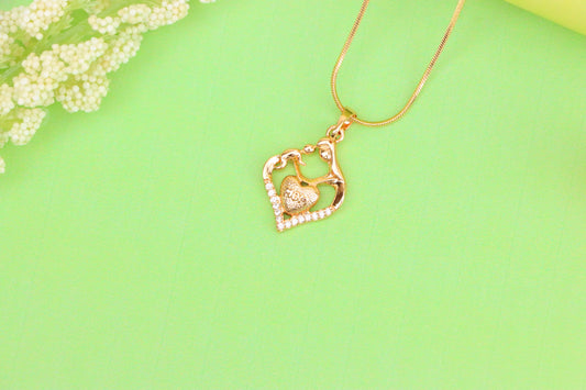 Rose Gold Mom and Child Heart Pendant with Crystals Gift for Mom, XPPT1486 (2138-5)