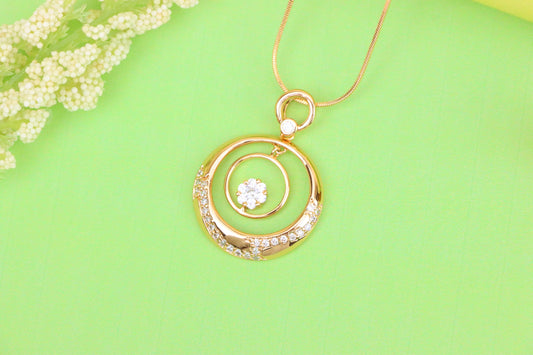 Rose Gold Circular Pendant with Floating Crystal Flower Design, XPPT1487 (2138-6)