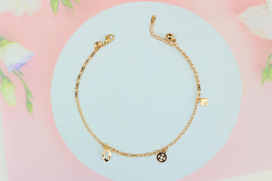 Trendy Rose Gold Anklet with Charms, XPAL1043 (2105-2)