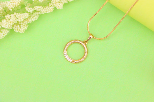 Rose Gold Textured Circle Pendant with Crystal Accent Detail, XPPT1489 (2138-8)