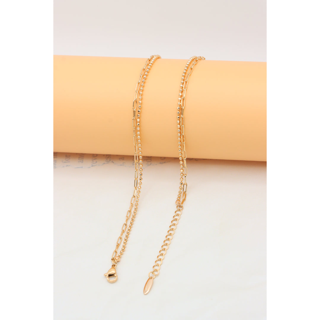 Layered Rose Gold Necklace with Ball Charm, XPNL0350 (2035-10)