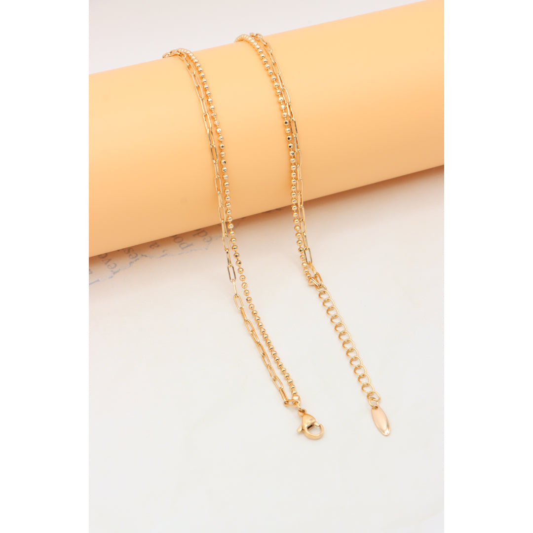 Layered Rose Gold Necklace with Ball Charm, XPNL0350 (2035-10)