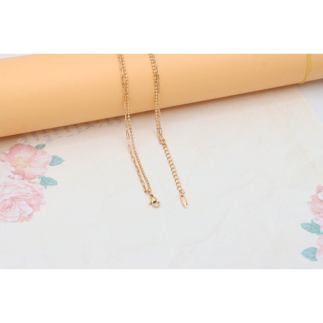 Layered Rose Gold Necklace with Ball Charm, XPNL0350 (2035-10)