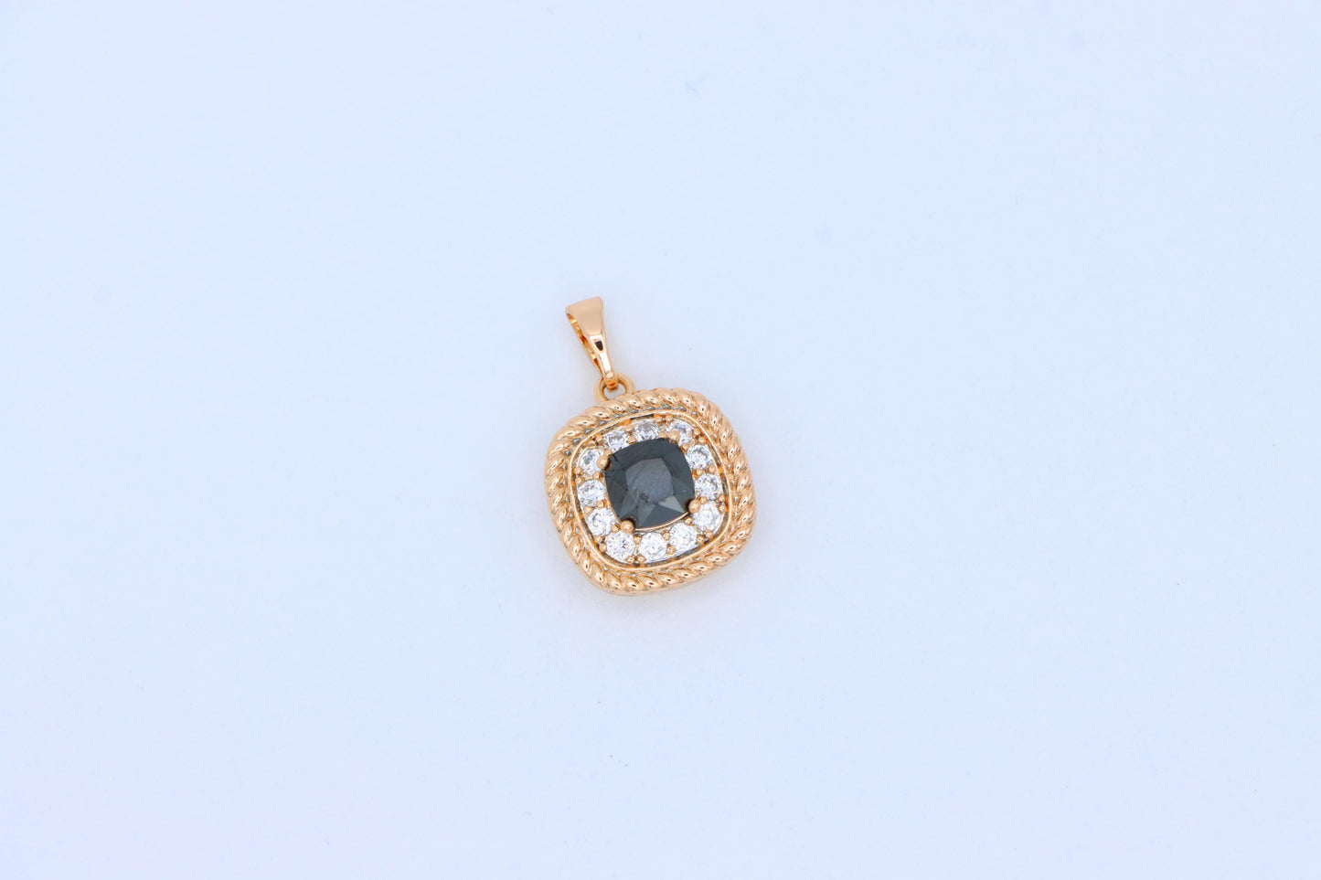 Vintage Style Black Cushion Pendant with Crystal Halo Frame, XPPT1662 (2163-1)