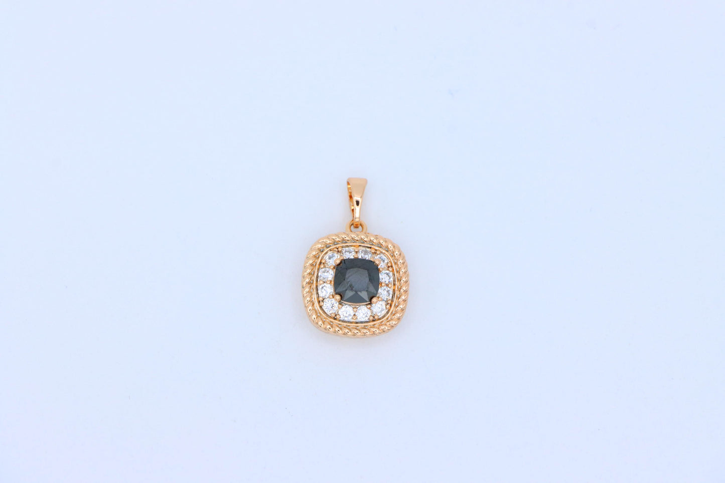 Vintage Style Black Cushion Pendant with Crystal Halo Frame, XPPT1662 (2163-1)