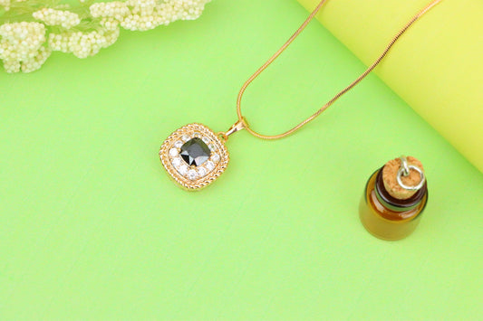 Vintage Style Black Cushion Pendant with Crystal Halo Frame, XPPT1662 (2163-1)