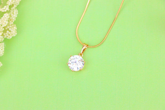 White Round Solitaire Pendant in Rose Gold Finish with Prong Setting, XPPT1495 (2139-4)