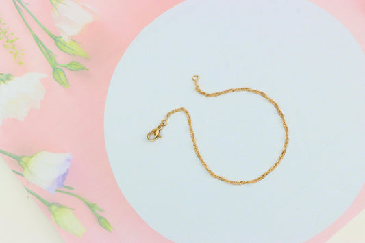 Elegant Rope Chain Rose Gold Anklet in High-Quality Brass Finish, XPAL1048 (2105-7)