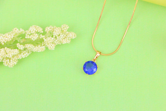 Sapphire Blue Round Pendant in Rose Gold Setting with Prong Hold, XPPT1496 (2139-4)