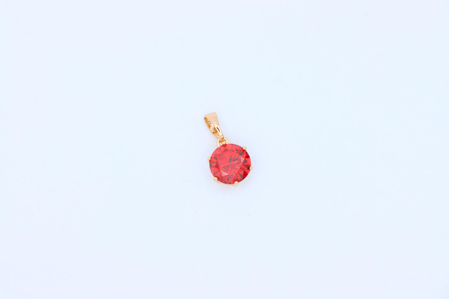 Deep Red Round Pendant in Rose Gold Setting with Prong Mount Design, XPPT149 (2139-4)