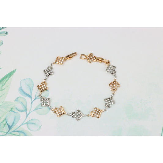 Crown Charm Rose Gold &amp; Silver Bracelet with CZ Accents, XPBL0803 (2081-2)