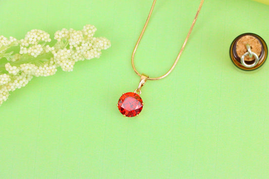 Deep Red Round Pendant in Rose Gold Setting with Prong Mount Design, XPPT149 (2139-4)
