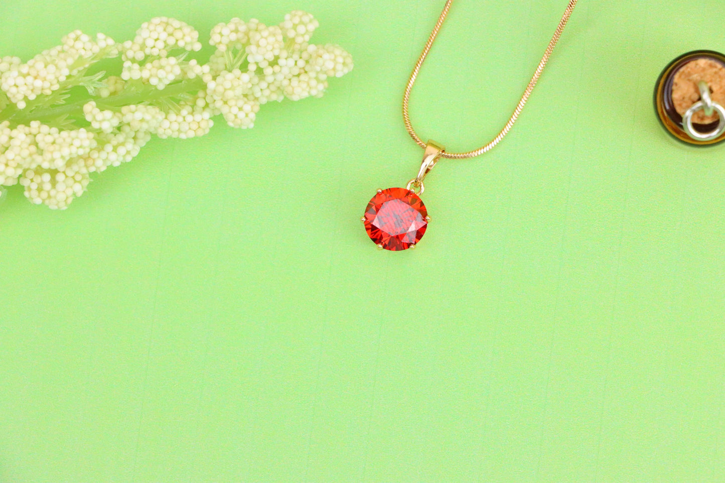 Deep Red Round Pendant in Rose Gold Setting with Prong Mount Design, XPPT149 (2139-4)