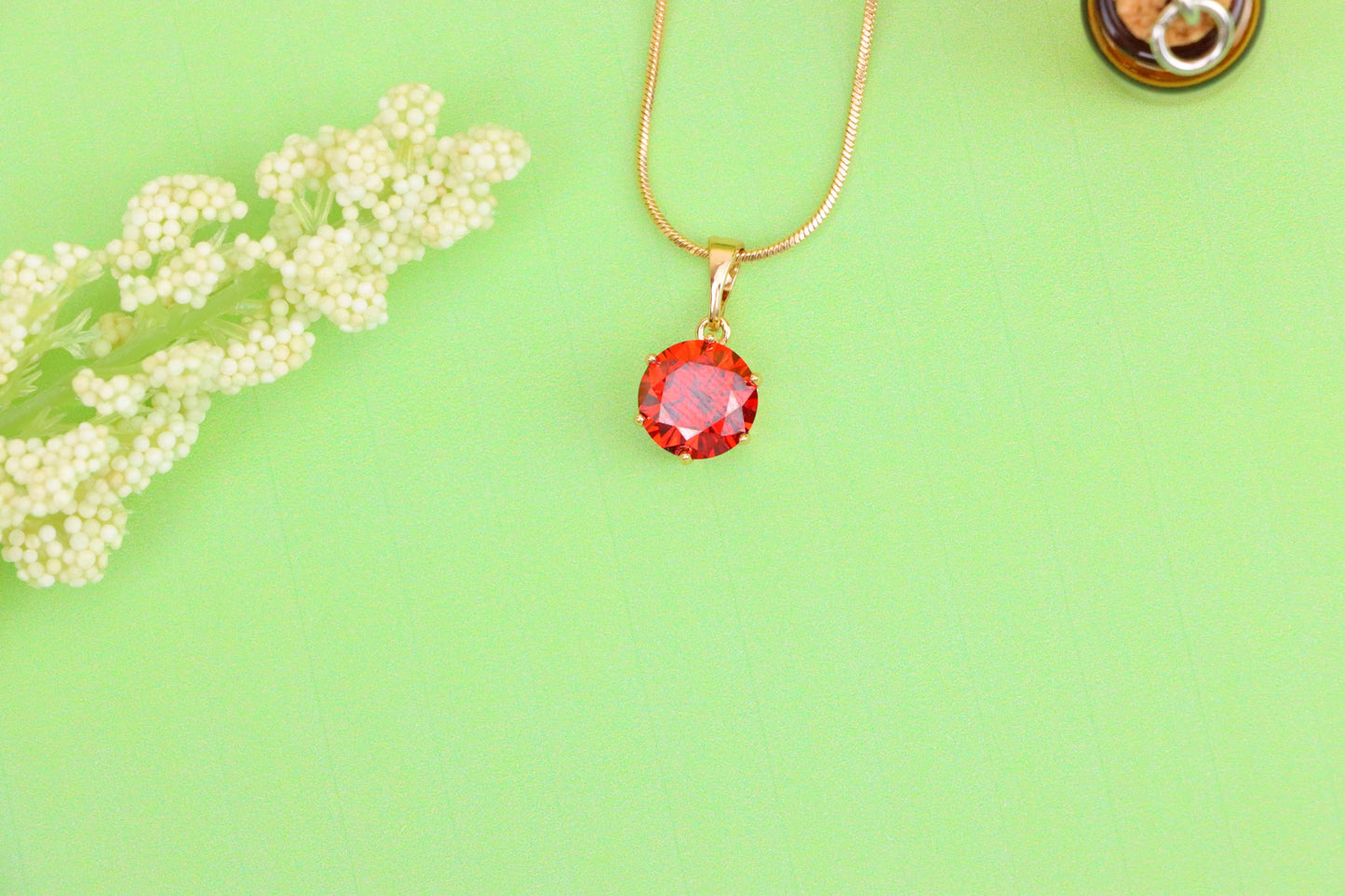 Deep Red Round Pendant in Rose Gold Setting with Prong Mount Design, XPPT149 (2139-4)