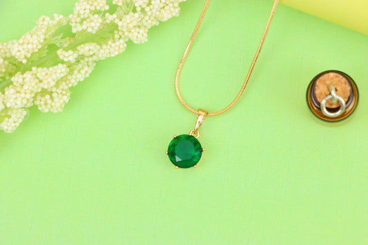 Deep Green Round Pendant in Rose Gold Setting with Prong Detail, XPPT1498 (2139-4)