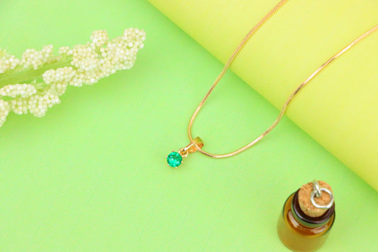 Tiny Round Green Pendant in Gold Finish for Minimalist Style, XPPT1652 (2163-3)
