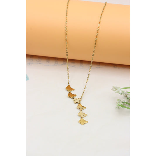 Yellow Gold Butterfly Pendant Necklace in Adjustable Chain Length, XPNL0357 (2036-7)