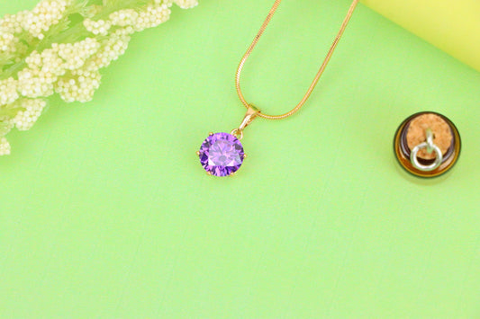 Royal Purple Round Pendant in Rose Gold with Brilliant Faceting, XPPT1500 (2139-4)